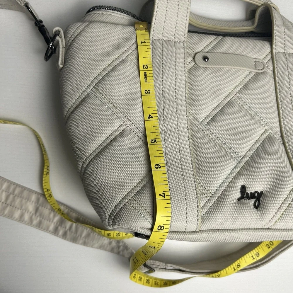 LUG Dory Matte Luxe Quilted Crossbody Bag Purse Ivory Pebble Multi Color Stitch